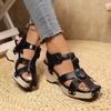 Fashion Women Sandals Summer Buckle Strap Wedge Sandals Brand Designer Chunky Platform Sandals Rivet Thick Sole Gladiator Shoes Woman