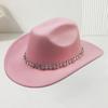 European and American men's and women's western cowboy top hats outing party jazz hat colored diamond bridal woolen hat