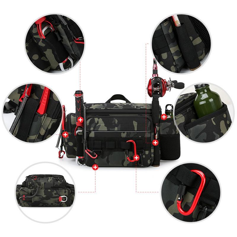 Multi-pocket Thickened Fishing Gear Shoulder Bag Portable Fishing Rod Holder Bait Line Box Storage Outdoor Sports Bag Angling