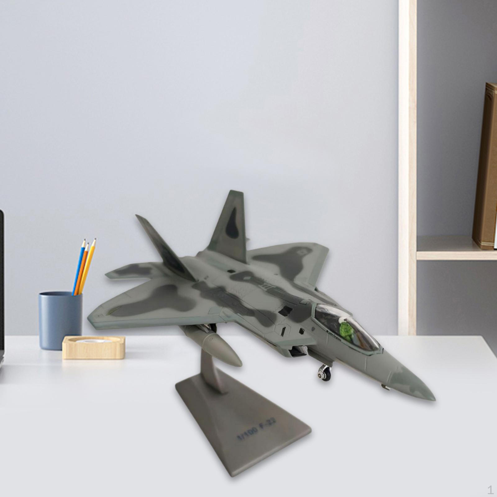 

1:100 F22 Aircraft Model with Display Stand Souvenir Visible Cockpit Airplane Toy Fighter for