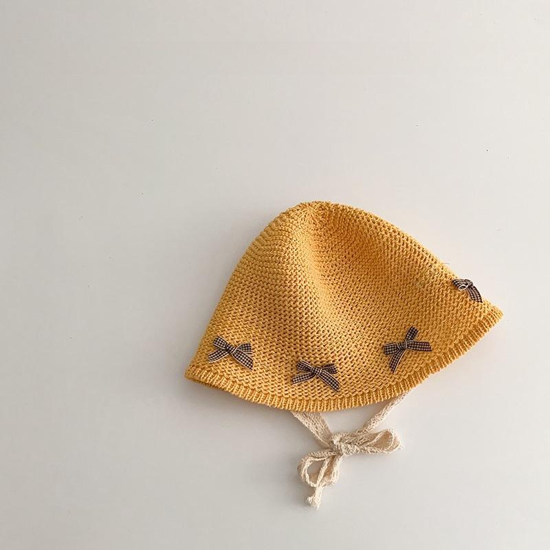 Girls Summer Straw Sun Hat with Bowknot Breathable Fisherman Beach Cap for Kids Baby UV Protection Outdoor Shade