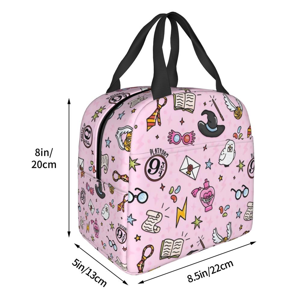 Custom H-Harryes Thermal Insulated Lunch Bag Women Men Witchcraft Portable Lunch Container for School Storage Food Box