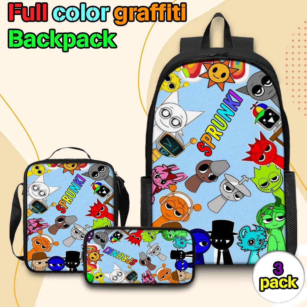 Sprunki Rhythm Box Backpack Primary School Third and Fourth Grades Lightweight Student School Bag L