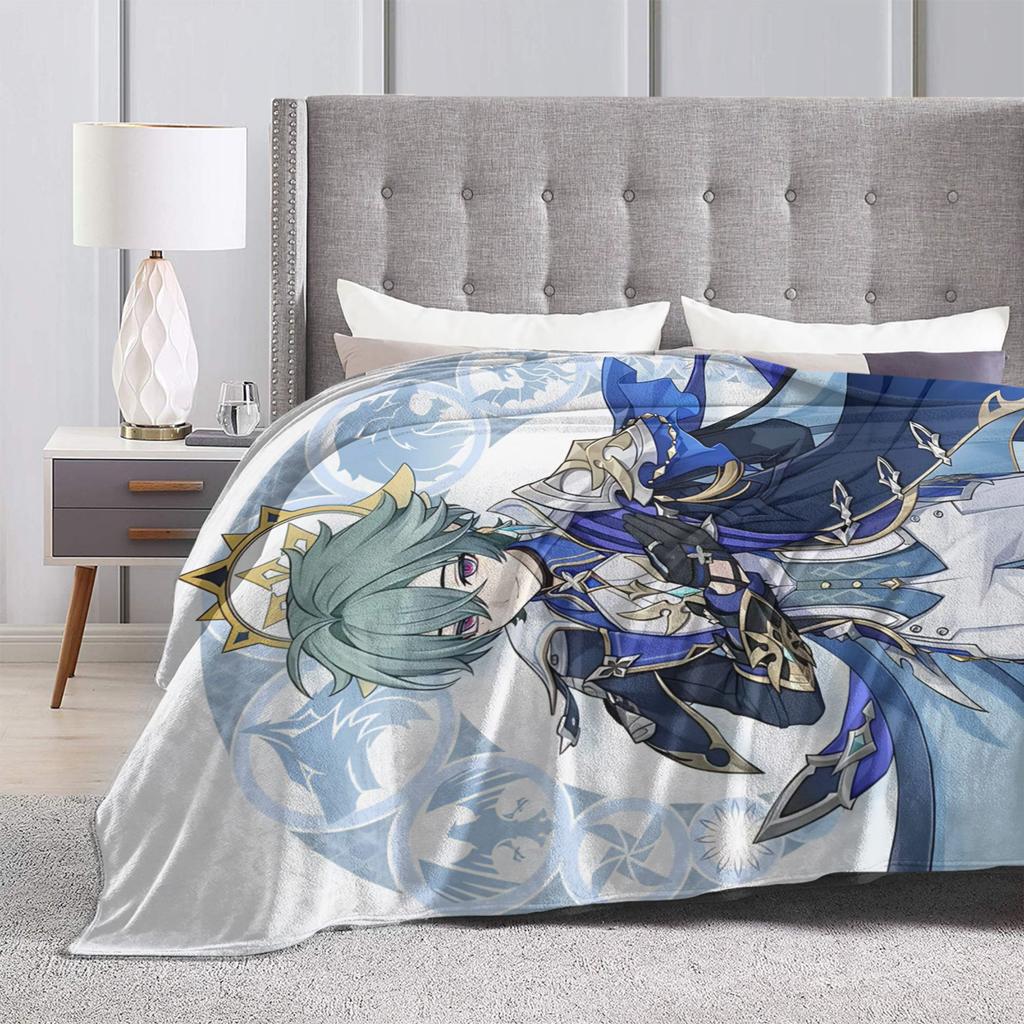 Lohen Anime Flannel Throw Blanket Genshins Impacts Blankets for Bedding Office Lightweight Thin Bed Rug