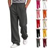 Pantalon de survêtement doublé de couleur pour homme, taille haute avec poches, coupe ample droite à jambes larges