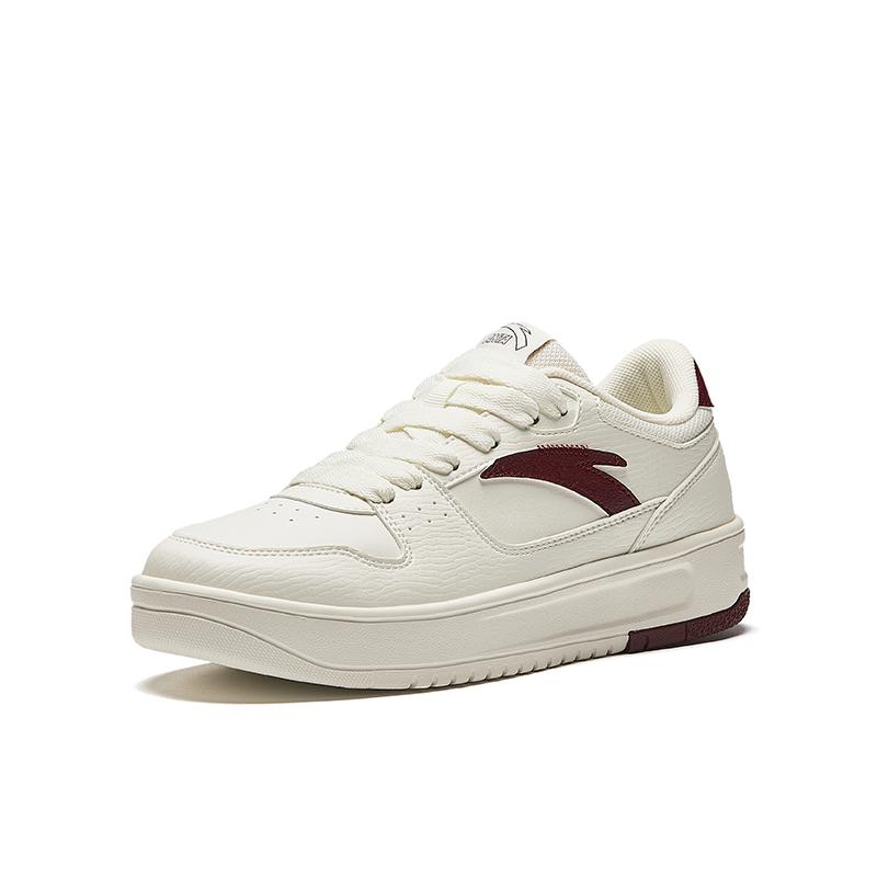 Anta Lightweight White Sneakers Height Increasing Lightweight Low-Top Skateboard Shoes Women's Bright Red Sneakers 922438010-1