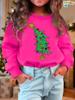Girl Hoodies Christmas Theme 3D Print Round Neck Sweatshirt for Kids Holiday Casual Top Party Christmas Gift Children's Clothing