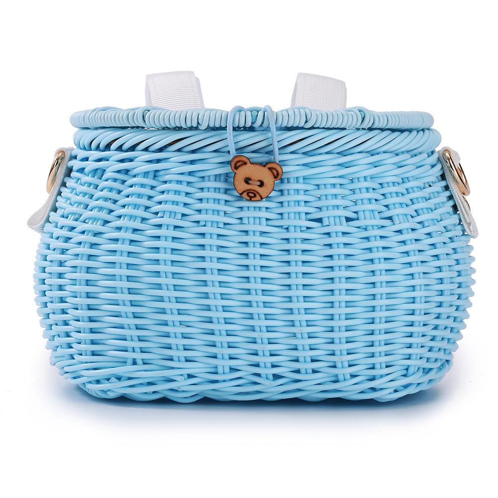 

Bike Front Basket Backpack with Lid Handwoven Basket for Kids Adult Bikes (Pink)