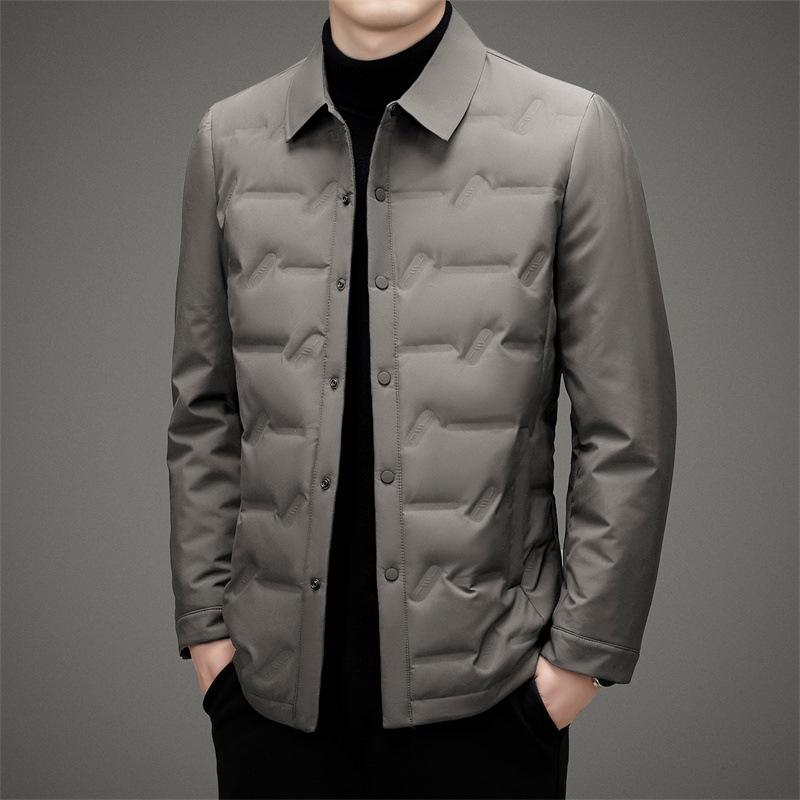 2025 Herren Slim-Fit Winter-Daunenjacke aus weißer Entendaune - Polyester Business Casual Oberbekleidung