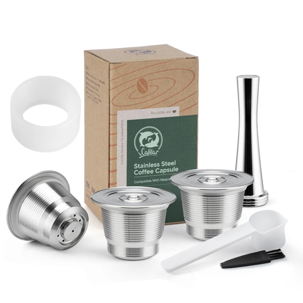 Para Cápsula de Café Reutilizável Nespresso Pod com Filtro Reutilizável com Anel Dosador Compactador Acessórios Ferramentas para Máquina de Café