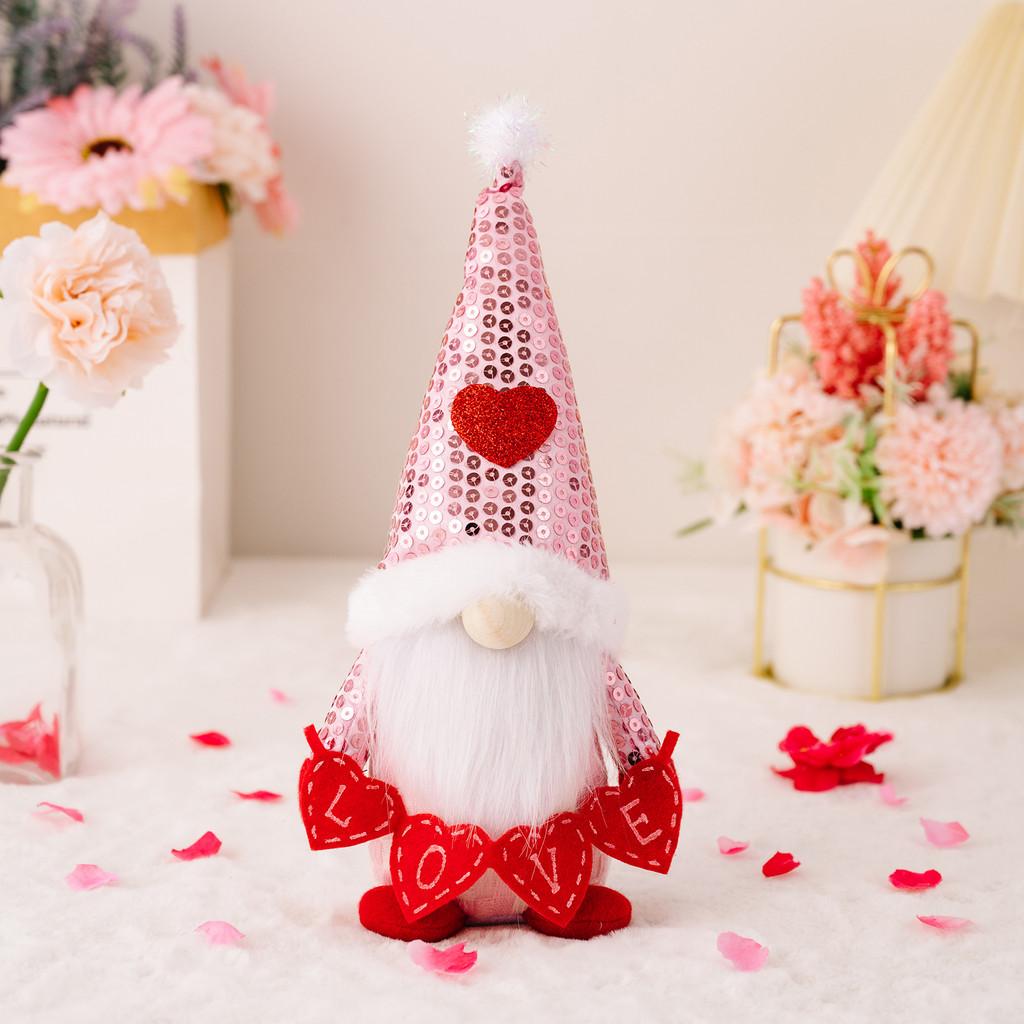 

Adorable Pink Sequin Heart Hat Rudolph Plush Doll For Festive Valentine s Day Decor Pink Sequin Cap Male