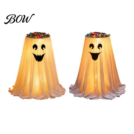 Halloween Ghost Candy Bowl Stand with Remote Control, Large LED Lighted Event Tableware Cute Holder for Front Door Porch Outdoor Indoor Decor