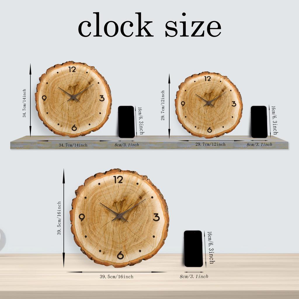 Personalized Simple Crystal Porcelain Imitation Wood Ring Pattern Wooden Wall Clock Wall Clock Silent Quartz Clock     (Without Battery)