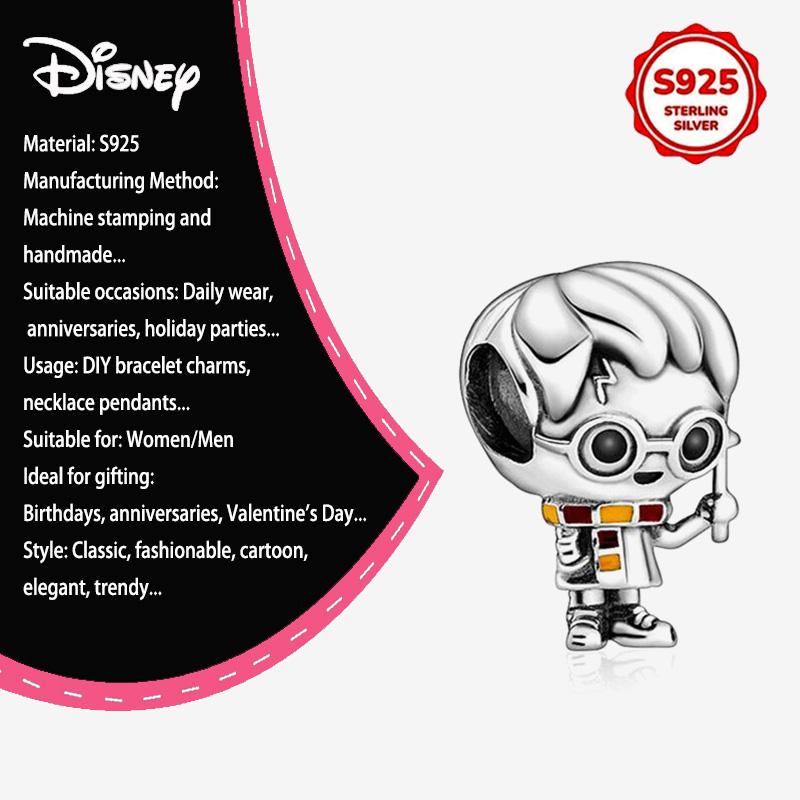 New Disney 925 Silver Winnie & Stitch Charms for Bracelet Necklace DIY Jewelry Gifts Holiday Party