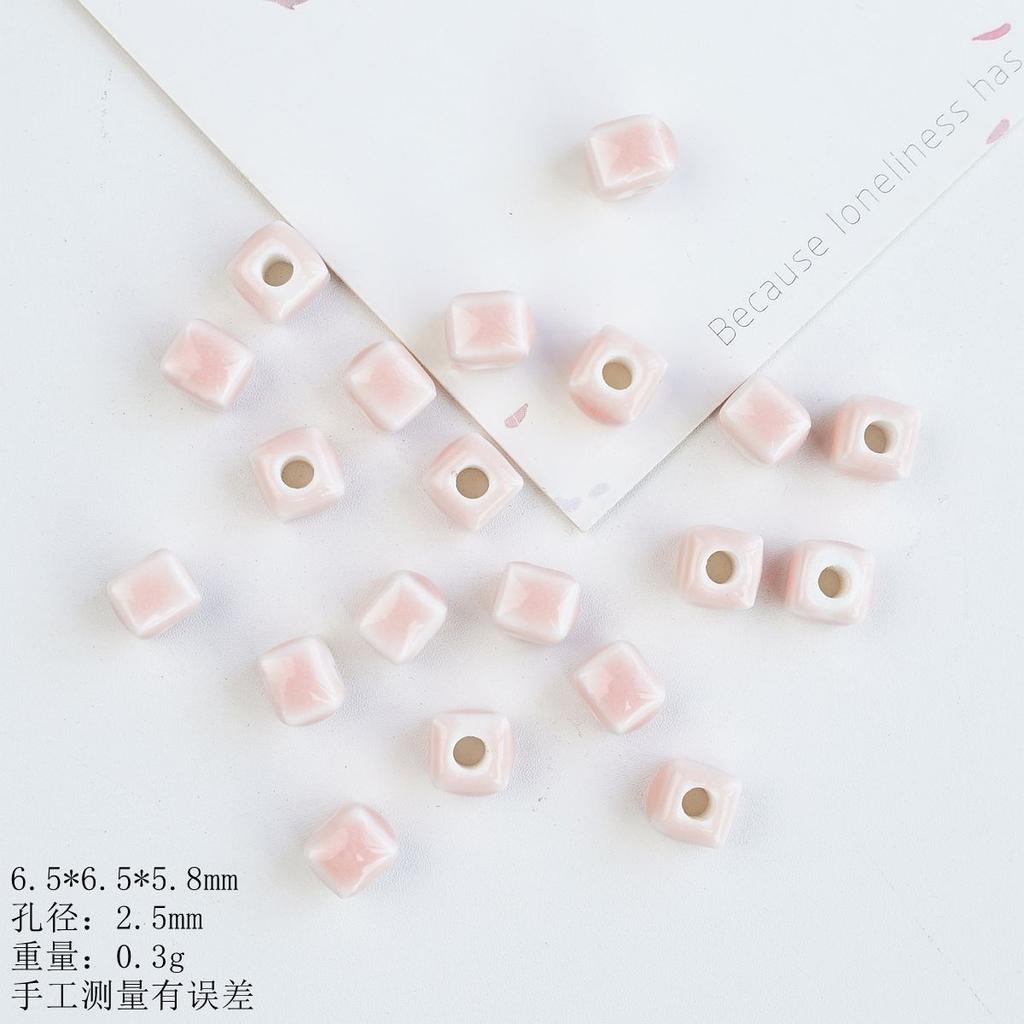 Small square loose beads handmade DIY bead material ceramic necklace bracelet beaded accessories