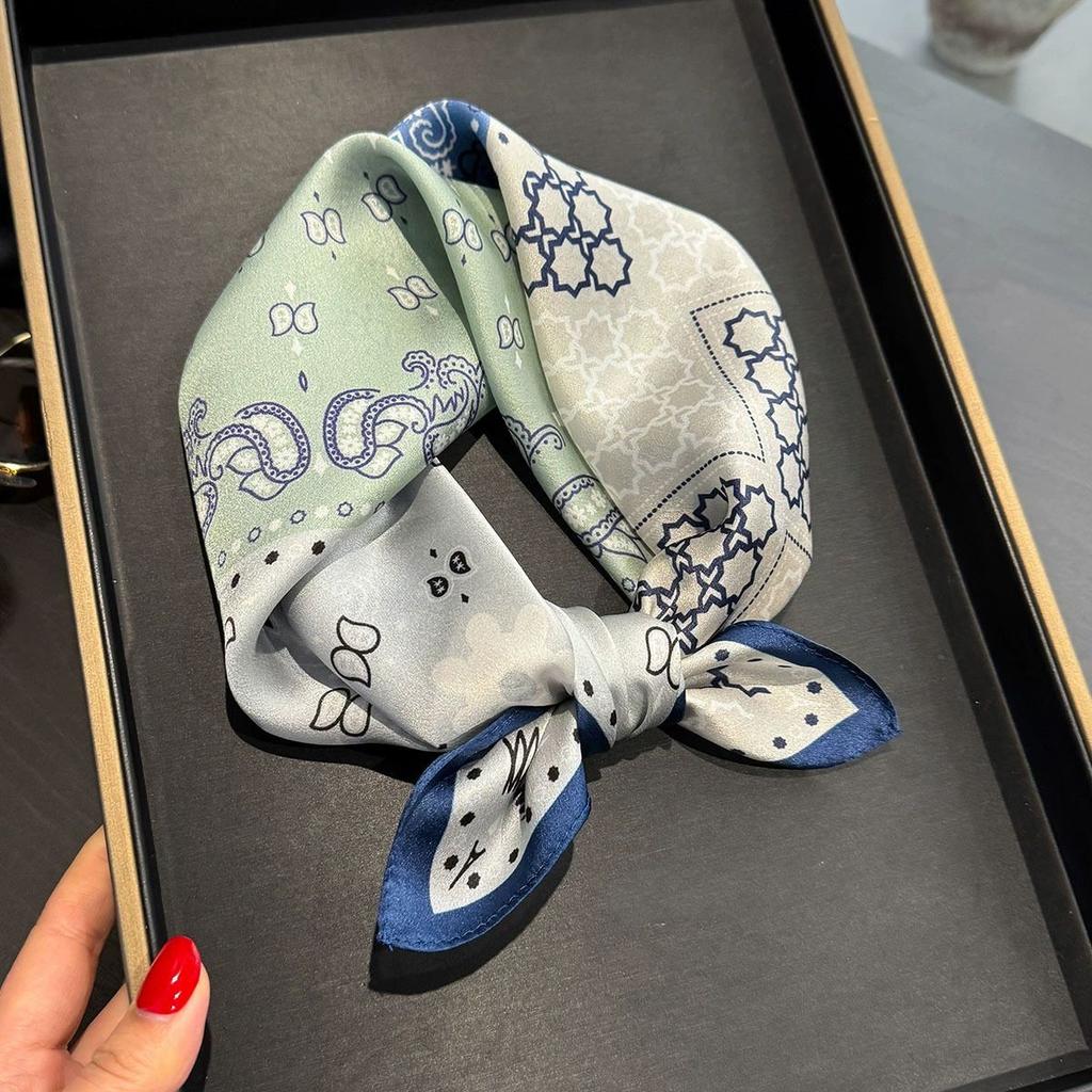 Fashion 100% Real Pure Silk Headscarf Square Scarf For Women Shawl Foulard Hijab Neckerchief Bandana Print Bufanda Echarpe