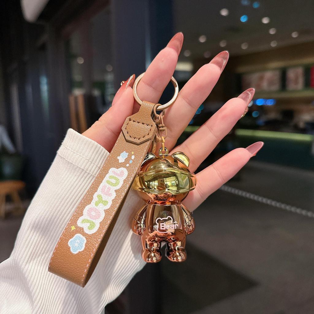 Creative Luminous Mechanical Bear Keychain - Colorful Night Light Pendant for Schoolbags