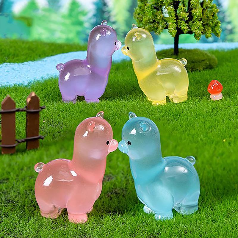 Glow In Dark Simulated Alpaca Decorative Accessories Environmental Resin Car Ornaments Mini landscape