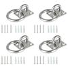 4Pcs Stainless Steels Circular Door Catches Eyes Plate with Rings Square Fixed Buckles Welded Plate Seat Easy To Install