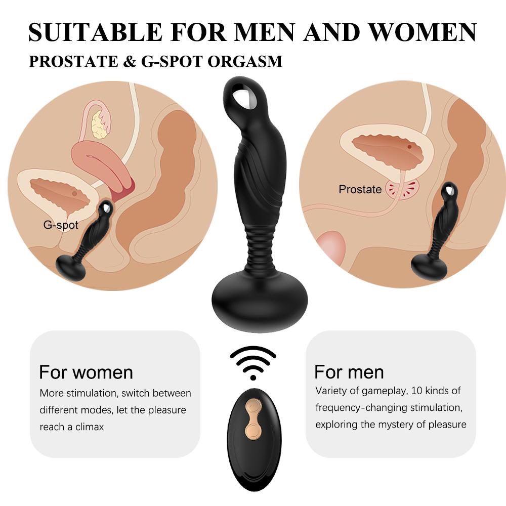 Electric Shock Pulse Man Prostate Massage Vibrators Sex Toy For Men Wireless Rotation Male Anal Butt Plug Stimulator