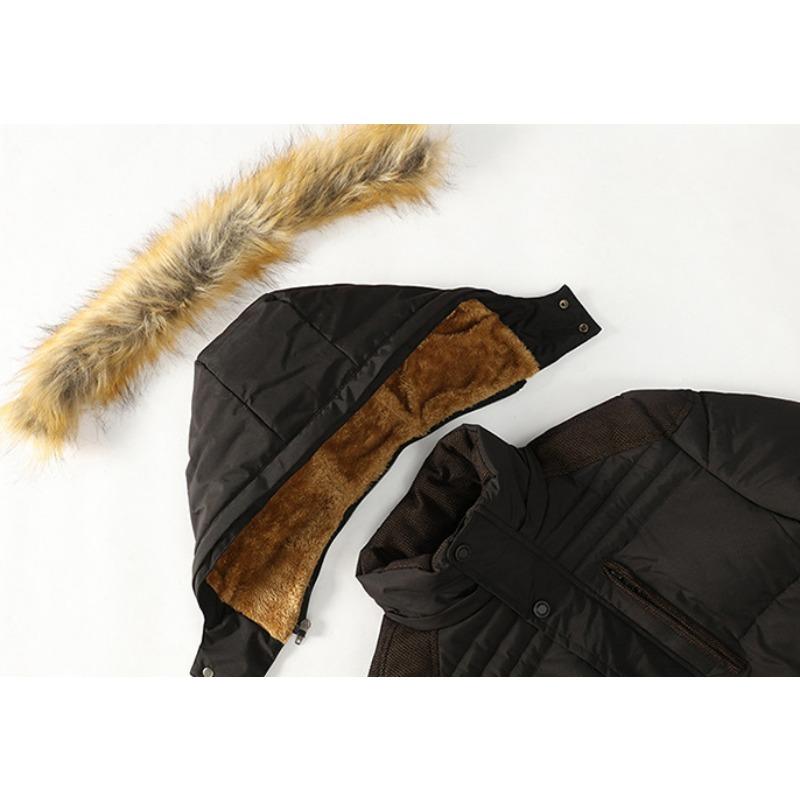 Kurtka zimowa średniej długości z bawełny, męska, plus aksamitna, pogrubiona, duży rozmiar, ciepła, bawełniana, dla osób w średnim wieku i starszych