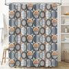 Modern Round Geometric Design Shower Curtain  for Bathroom Decor in Blue Gray Brown Color 3D Printed Fabric Material with Ant