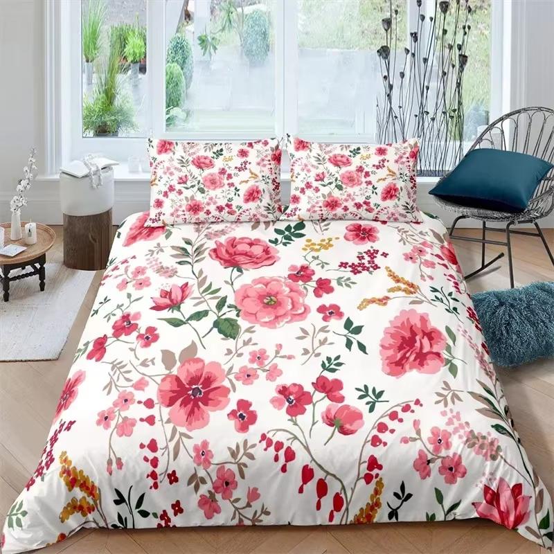 3 Pcs Single Side Printed Duvet Cover Set Queen King Size Animal Plant Flower Leaf Bedding Set Comfortable Soft Skin-Friendly