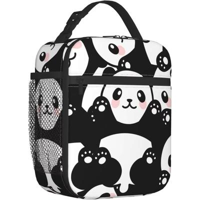 Cute Panda Print Lunch Box Reusable Insulated Lunch Bag Thermal Cooler Tote for Boys Girls School Men Women Picnic Travel Hiking