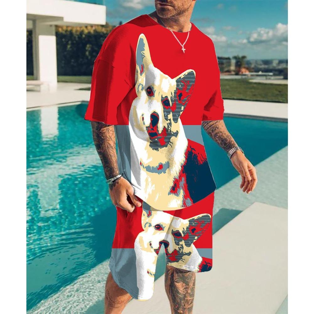 

Summer Men s 3D Printed Animal Series Sports Suit Fashion Trend Versatile Casual Breathable 6XL