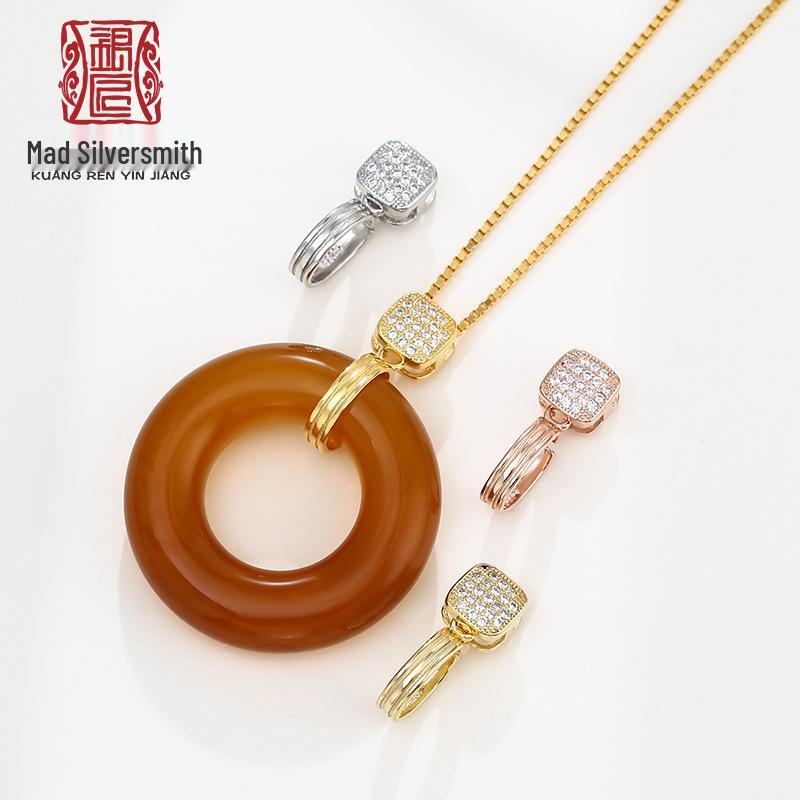

Sterling Silver Pendant and Buckle Set with Amber Ring and Safety Lock 925 Silver