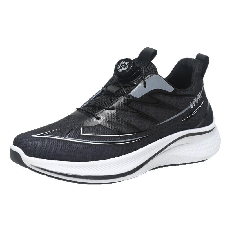 Men's Rotating Buckle Mesh Running Shoes - Lightweight, Breathable, Anti-slip, Shock-absorbing Casual Sneakers