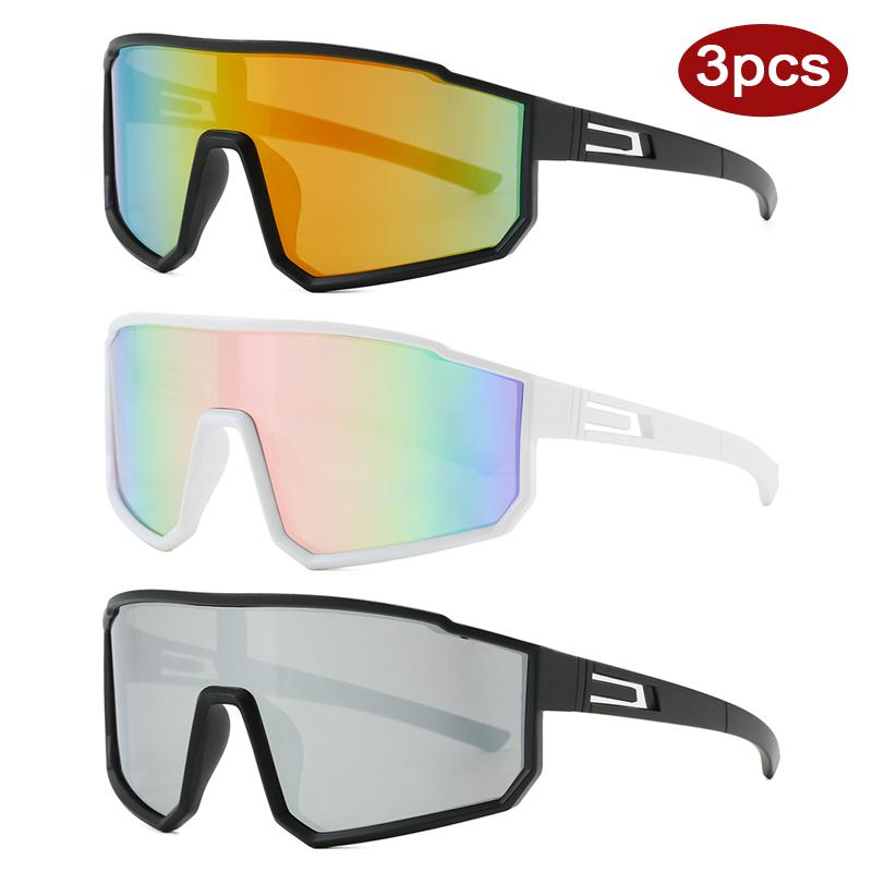 

3 шт. Большие очки с полной оправой для велоспорта на открытом воздухе, солнцезащитные очки с полной оправой для мужчин и женщин, спортивные разноцветные очки, популярные панк-ветрозащитные очки Uv400