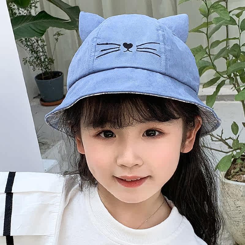Cute Baby Hat With Cat Design Japanese Style Sun Protection Hat For Summer