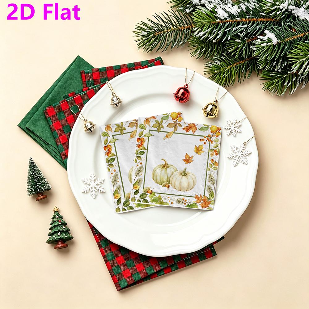 20pcs Disposable Napkins with Pumpkin, Maple Leaves Pattern Print for Wedding,Parties,and Daily Use for Thanksgiving Fall Christmas Table Decoration