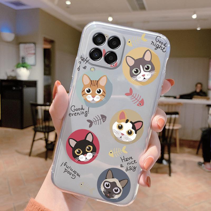 

For Samsung Galaxy M33 5G Case Cute Cat Cartoon Protective Soft Silicone Phone Cases For Samsung M 33 GalaxyM33 Bumper Clear Bag M33 5G