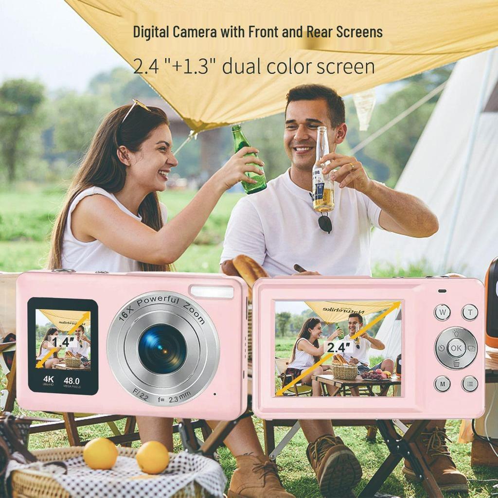4K HD Dual Screen Zoom Selfie Camera for Students and Parties - Portable CCD Children's Camera