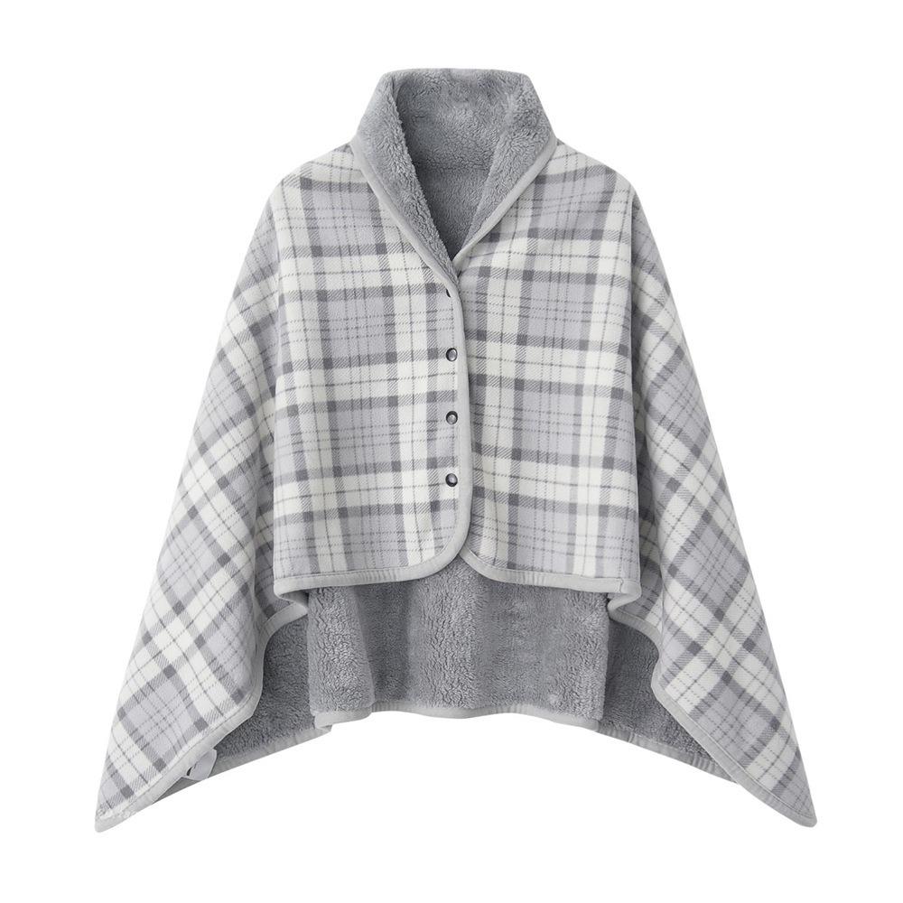Lazy Plaid Wearable Blanket Thicken Soft Casual Office Blanket with Button Warm Home Shawl Blanket Winter