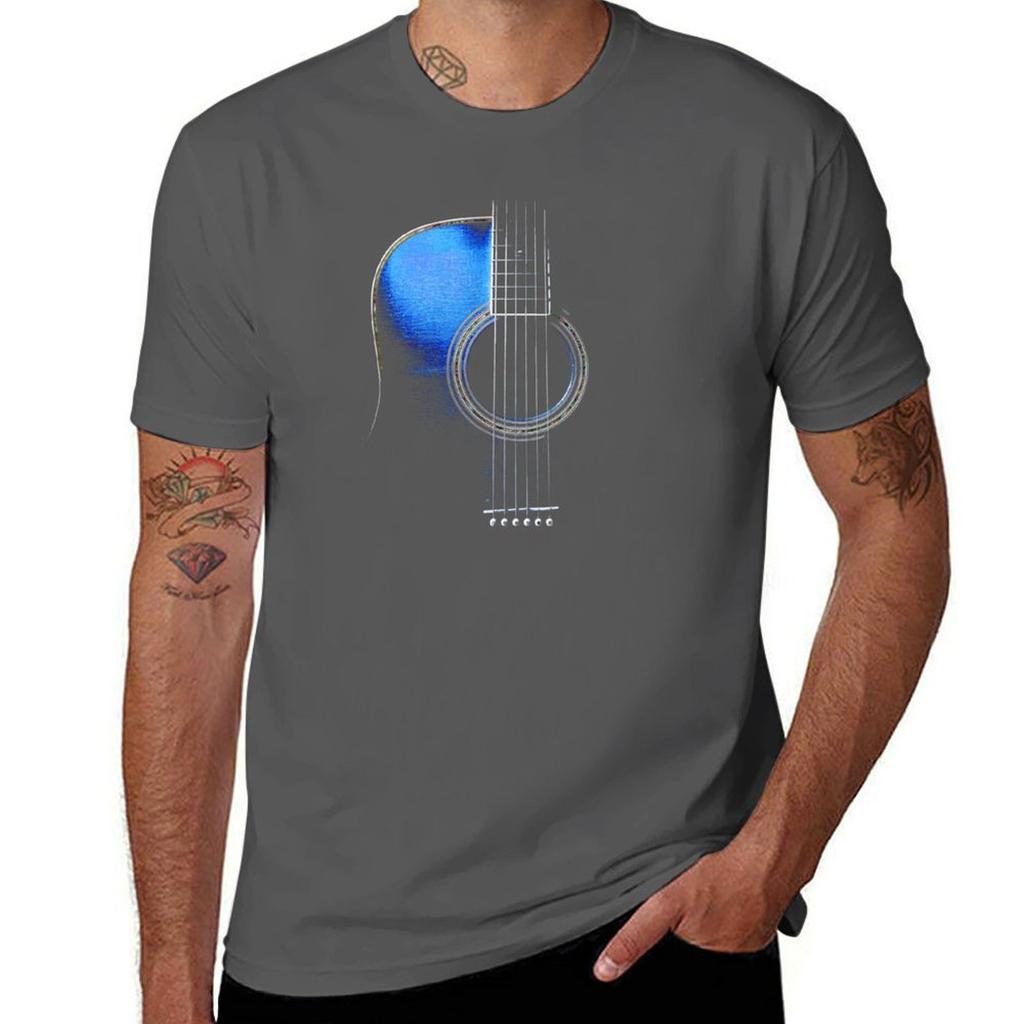 Blue Acoustic Guitar HiLite TShirt Holiday Simple Tee Shirt
