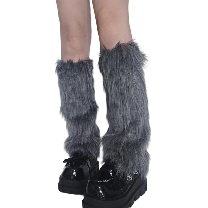 Verdickte Plüsch Socken ohne Füße Anti-Rutsch Design Beinstulpen Herbst Winter Thermisch Pelzig Stiefelüberzieher für Damen Streetwear