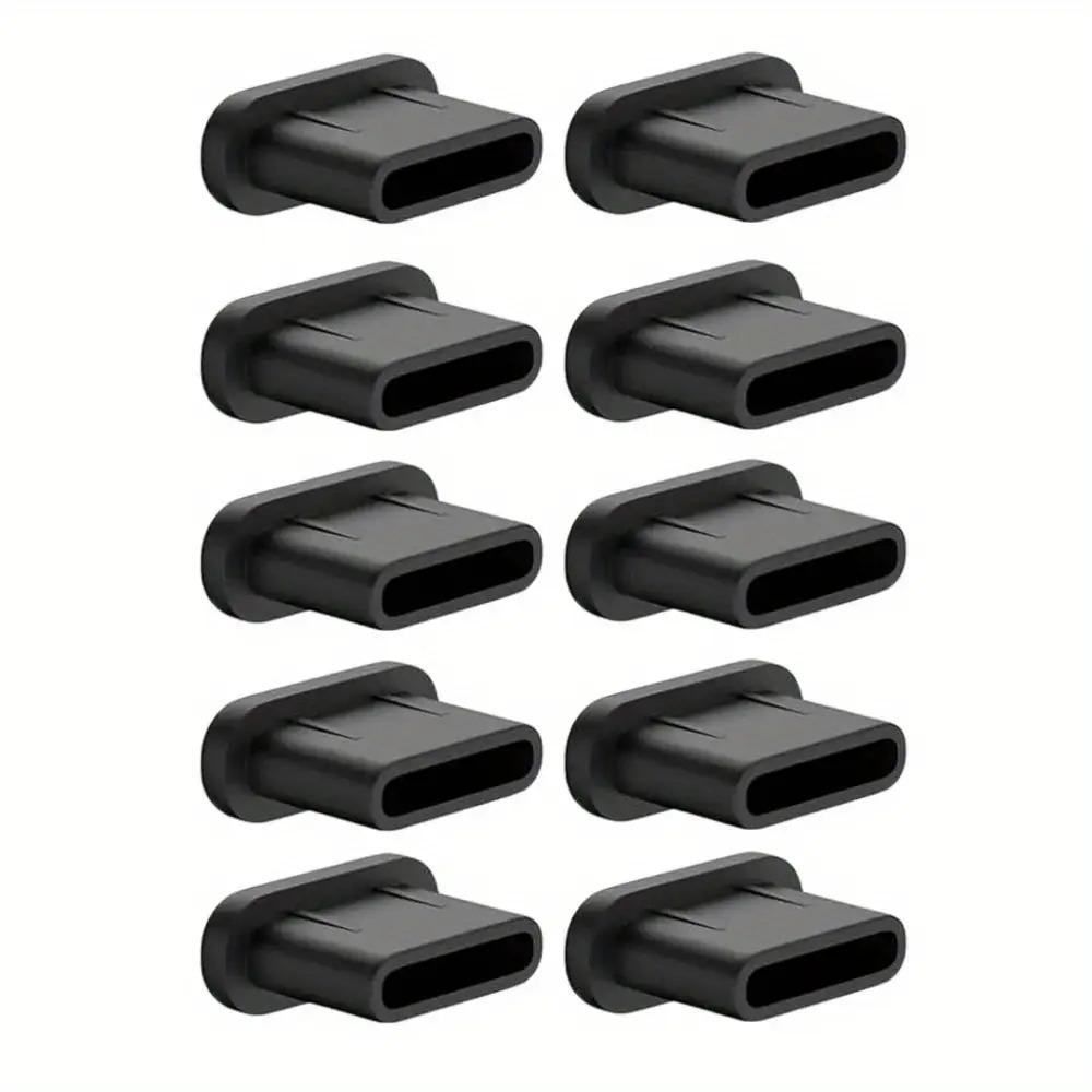

12Pcs USB-C Charging Port Dust Plugs, Soft Flexible Protector Caps for Phone & Tablet, Black White чёрный