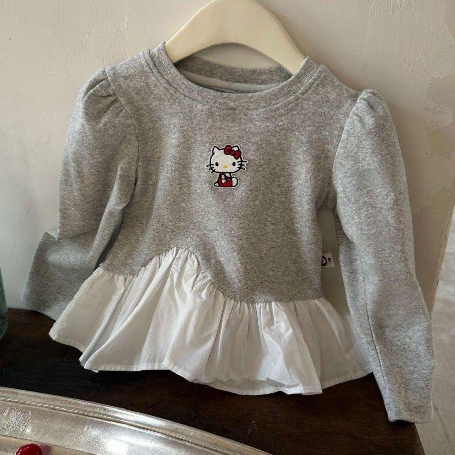 

Девочки Осенний Милый и Сладкий Топ-Майка с Длинным Рукавом 110