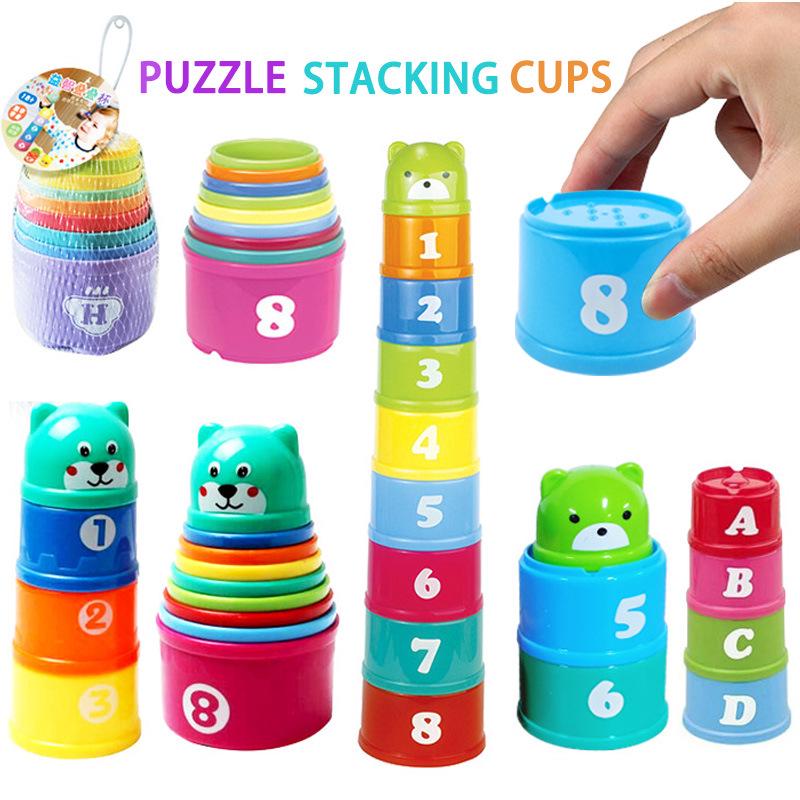 Rainbow Tower Number & Letter Stacking Blocks: Early Education Toys for Toddlers