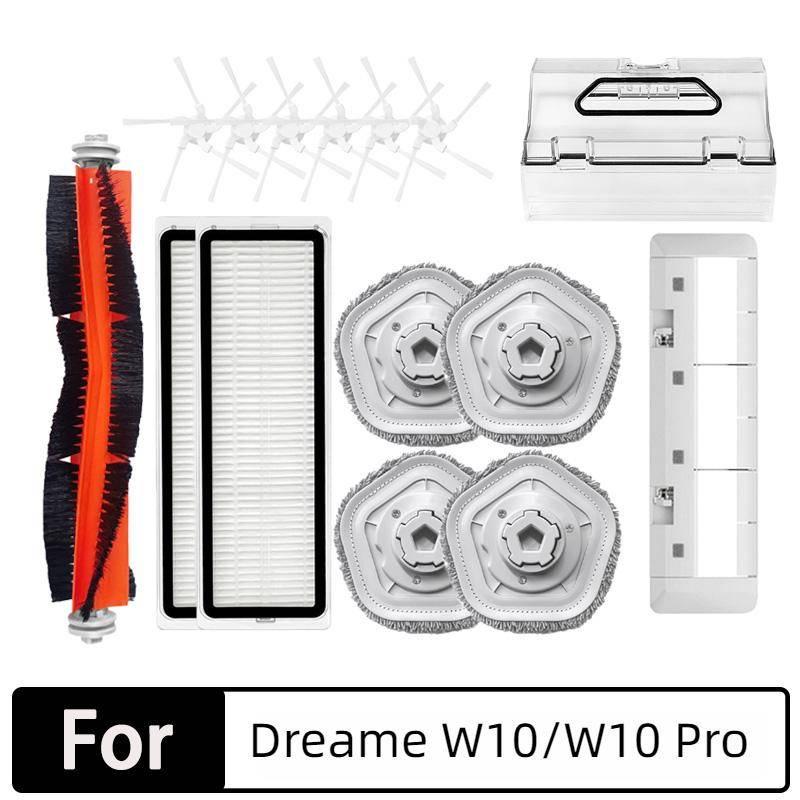 For Dreame Bot W10 RLS5C / W10 Pro Robot Vacuum Accessories Roller Main Brush Side Brush Filter Mop Dustbin Dust box Mop Holder Plate Bracket
