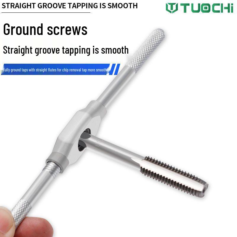 Hand Threading Tap & Die Set with Tapping Drill Bit and Wrench