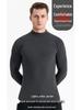 Men's Velvet Base Layer Semi-High Neck Fleece Long Sleeve Warm Top
