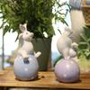 Easters Decorations Bunnies Decors Spring Figurine Table Centerpiece Resin Easters Eggs Rabbit Statue Tabletop Ornament