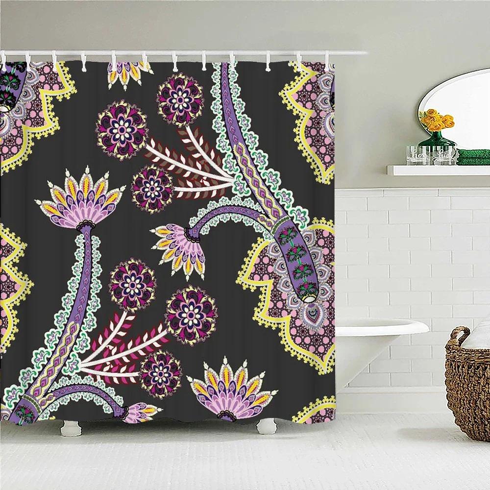 Bohemian Style 3D Printing Bathroom Curtains Shower Curtain With 12 Hooks Home Decoration Waterproof Fabric Boho Bath Screen