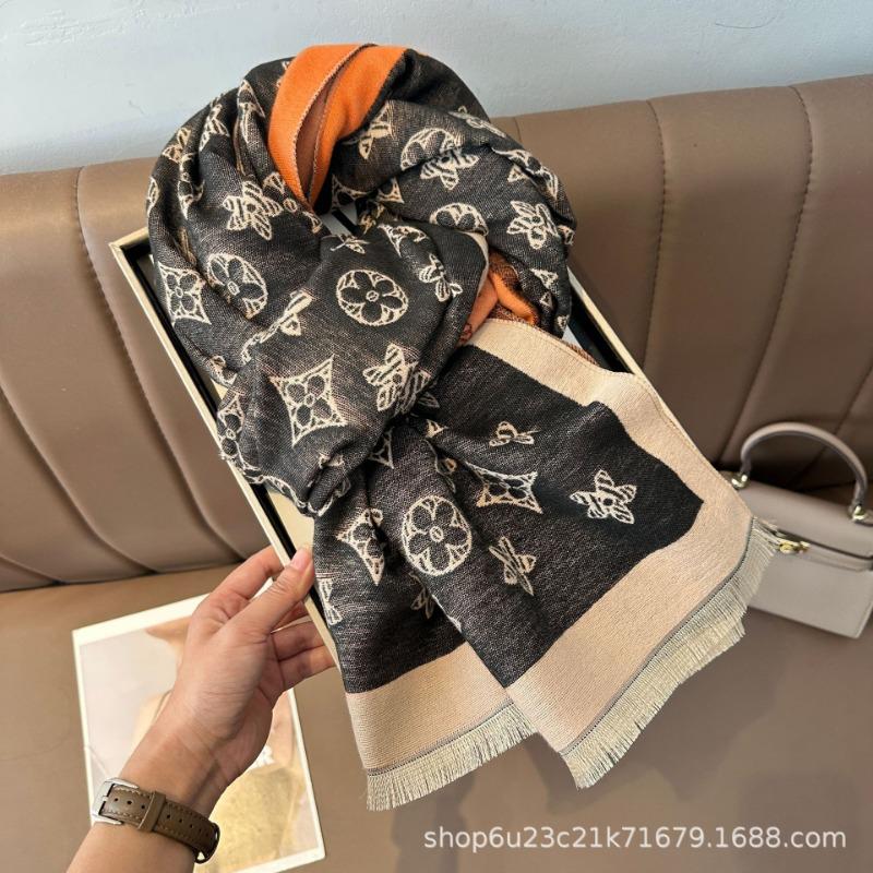 Lucky Clover Faux Cashmere Scarf Warm Winter Neckwear For Women