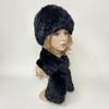 Winter Warm Rabbit Fur Hat Scarf Set Natural Fur Knitted Shawl High Elastic Women Beanie