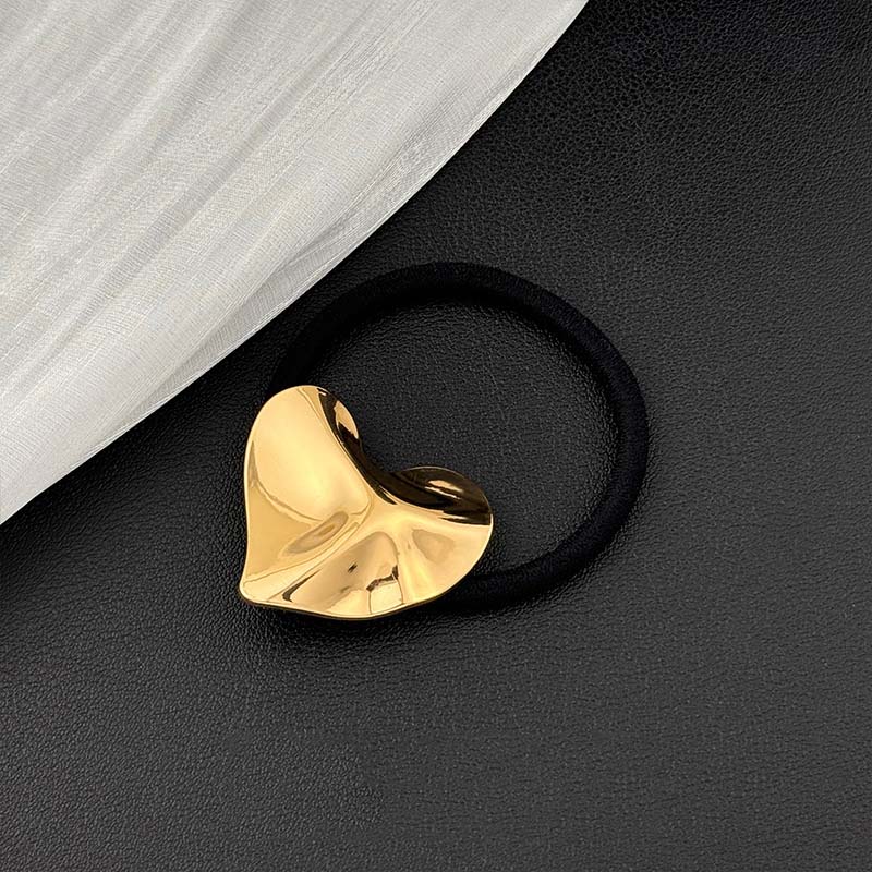 Vintage Metal Geometry Hair Bands Rope for Women  New Trendy Gold Color Elastic Ponytail Holder Headwear Hair Accessories